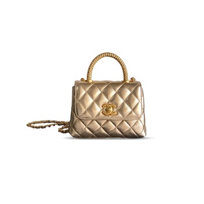 CHANEL 25A CALFSKIN QUILTED TOP HANDLE FLAP BAG 103720 (14*11.5*5.5cm)